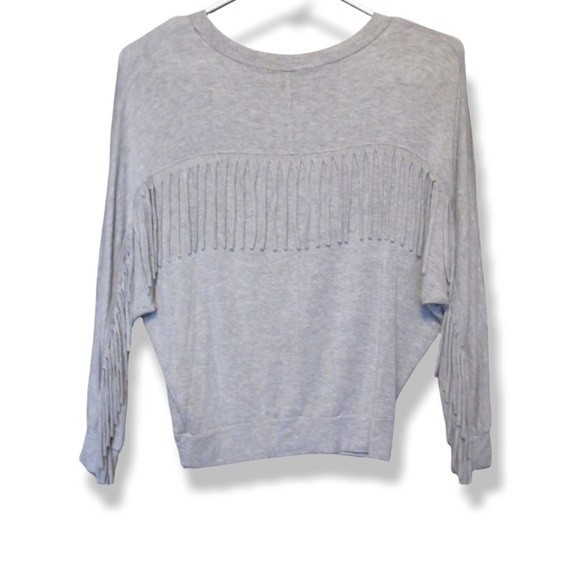 Sam & Lavi Fringe grey oversized long sleeve Top Shirt - Picture 1 of 9